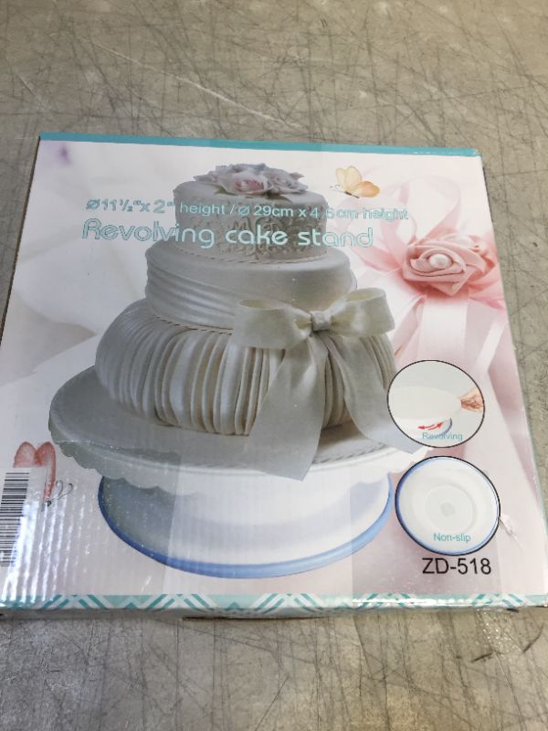 Photo 3 of 17 Pcs, Cake Turntable, Rotating Cake Stand, Moving Cake Stand, Cake Icing, Cake Scraper Set, Sugar Lace Mat, Premade Cake Lace, Fondant Tools Set, Decorating Fondant Tools, Holiday Cookie Cutters --FACTORY SEALED--
