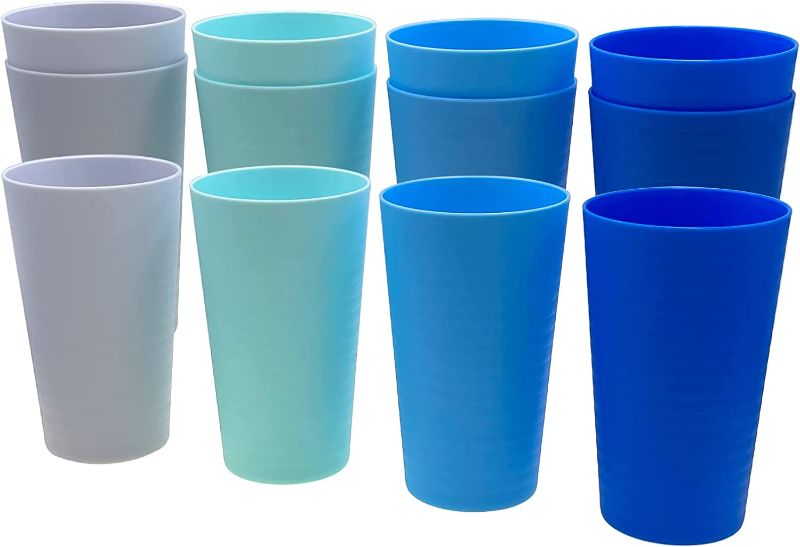 Photo 1 of AOYITE Large Plastic Tumbler Cup 28 ounce, BPA-free and Dishwasher Safe Water Juice Cups, Set of 12 in Assorted Colors for Kitchen Home and Outdoor Use --FACTORY SEALED --
