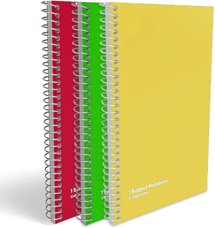 Photo 1 of Spiral Notebook, 1 Subject, College Ruled Paper Journaling Notebook, 5 x 7 Inch, 5" x 7.75” Inches - Lined Paper Journal Notebooks for Work, College School Supplies | 80 Sheets, Assorted Colors (3 Pack)