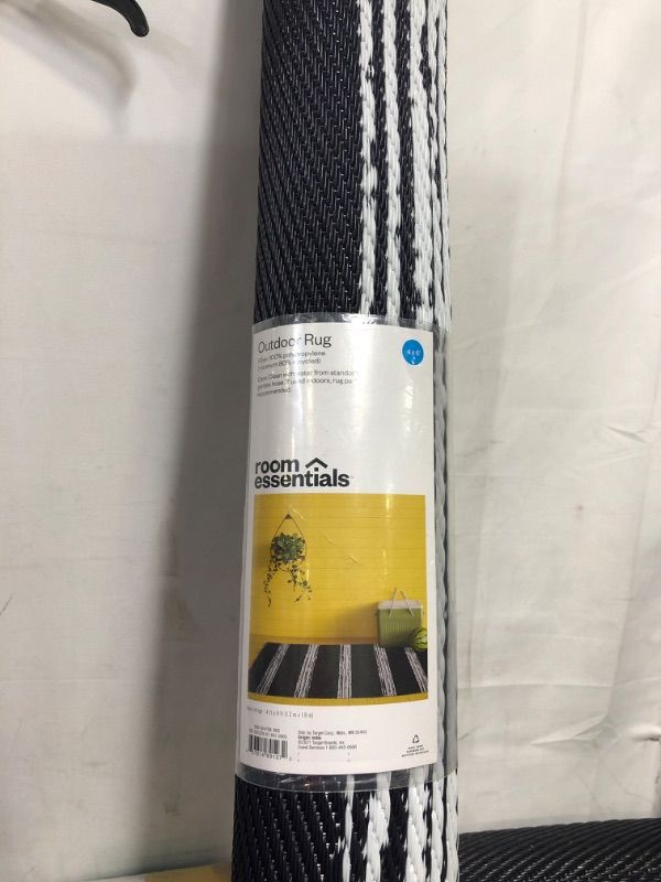 Photo 1 of 4' X 6' Outdoor Rug Dark Navy Stripe - Room Essentials™
