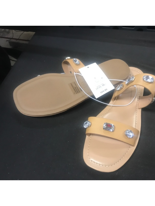 Photo 2 of 7.5 -Women's Brit Two Band Embellished Sandals - A New Day Tan 7.5--dirty sole 
