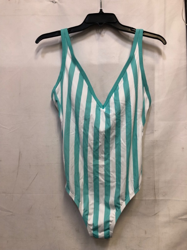 Photo 2 of Women's V-Neck Over the Shoulder High Leg One Piece Swimsuit - Kona Sol Turquois
SIZE M