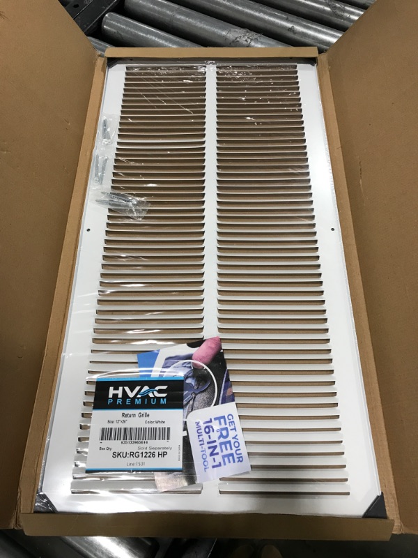 Photo 2 of 12" x 26" Return Air Grille - Sidewall and Ceiling - HVAC Vent Duct Cover Diffuser - [White] [Outer Dimensions: 13.75W x 27.75"h]