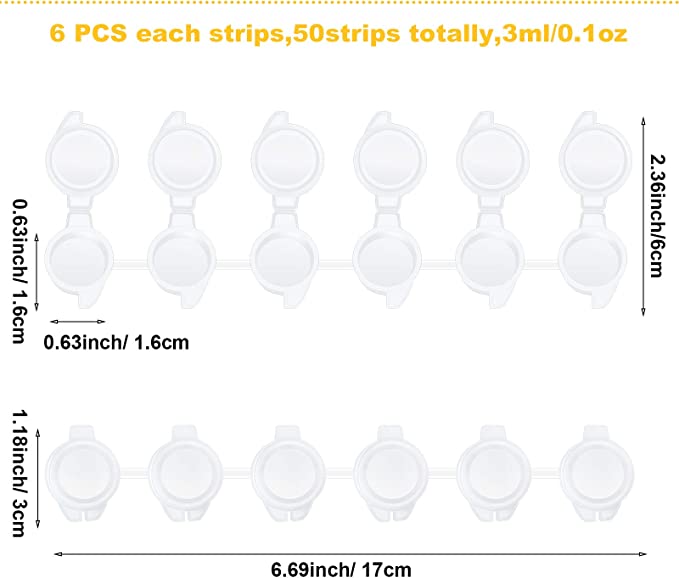 Photo 2 of Empty Paint Cup Strips, Clear Paint Containers for Storage, Mini Paint Cup for Classrooms, Schools, Paintings, Art Festivals, Summer Camps, 300 Pots Total, 3ml/ 0.1oz