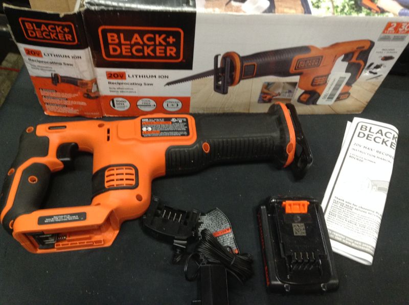 Photo 2 of BLACK+DECKER 20V MAX* Cordless Reciprocating Saw Kit (BDCR20C)