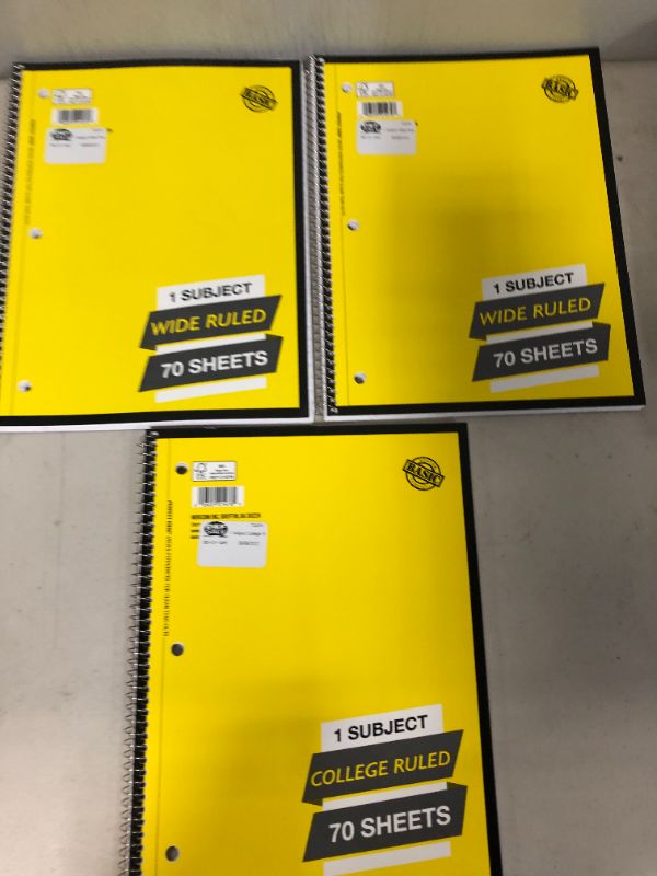 Photo 1 of 1 Subject College Ruled 70 Sheets each note book - 3 Ct 