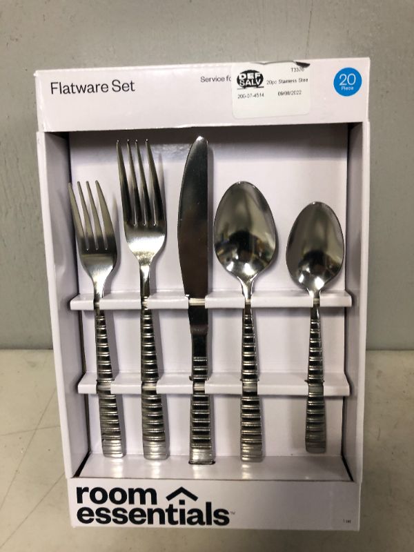 Photo 2 of 20pc Stainless Steel Striped Silverware Set - Room Essentials™

