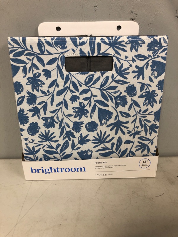 Photo 2 of 13" x 13" Fabric Bin Blue Monochrome Floral - Brightroom
