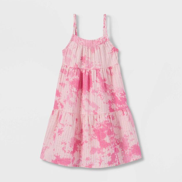 Photo 1 of Toddler Girls' Tie-Dye Tiered Tank Dress - Cat & Jack Pink 18M
