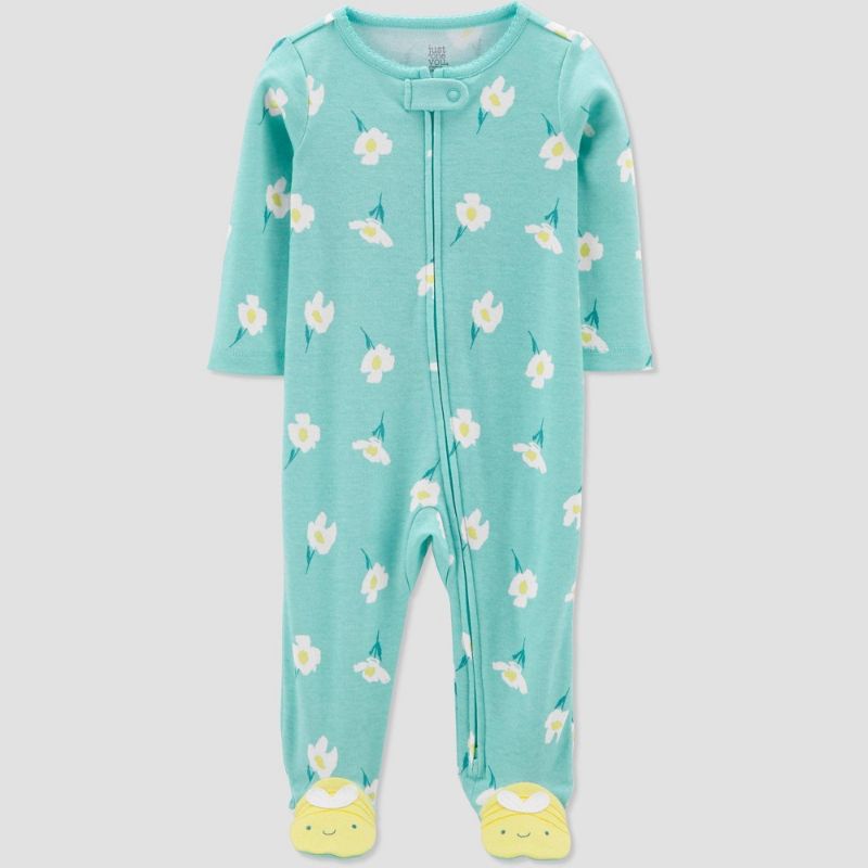 Photo 1 of Baby Girls' Floral Bee Footed Pajamas - Just One You -LIGHT BLUE - 3M