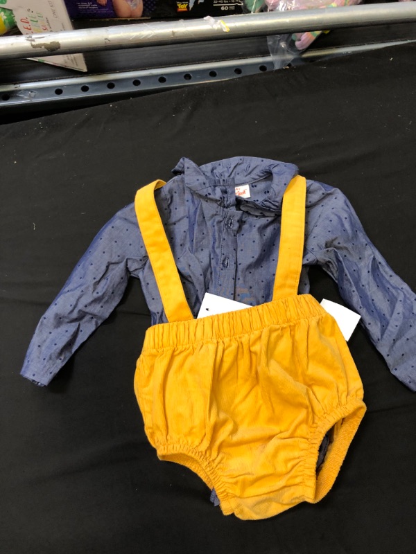 Photo 2 of Cat & Jack Mustard Corduroy Long Sleeved Overalls Outfit---Size 6-9 M