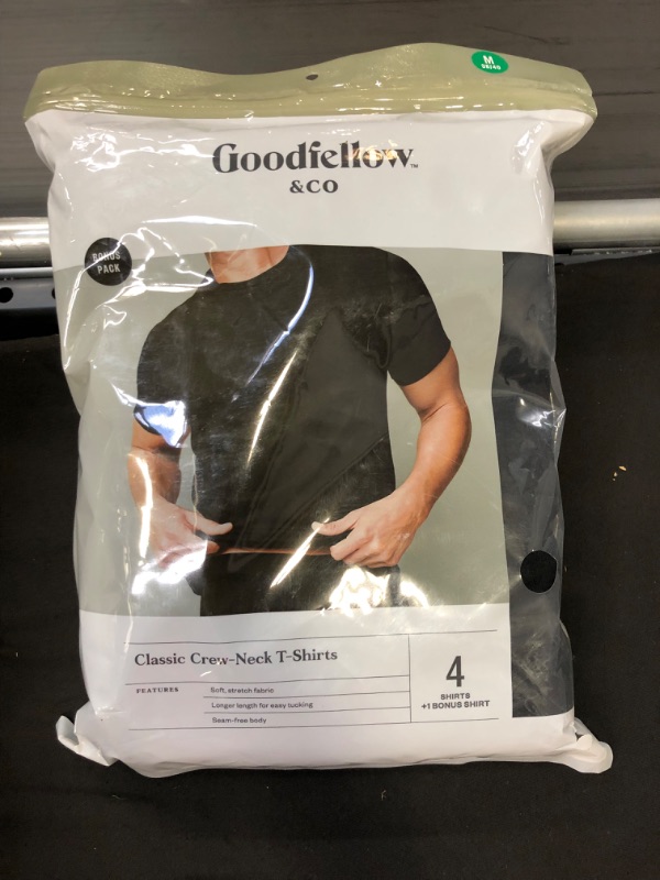 Photo 1 of Men's 4+1 Bonus Pack Short Sleeve Crew Neck Undershirt - Goodfellow & Co™ Black---Size  M---factory sealed