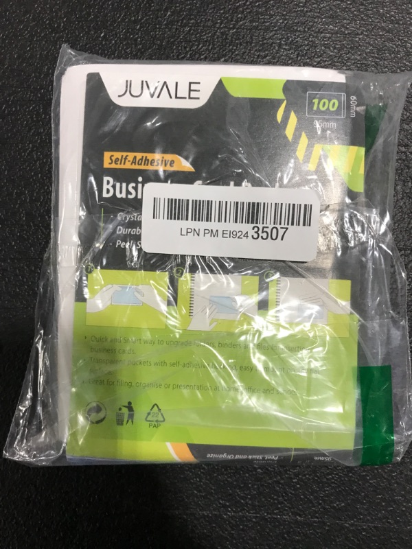 Photo 2 of Juvale 100 Pack Business Card Pocket Holders, Clear Self-Adhesive Side Load Plastic Protector Sleeves (3.75 x 2 in)