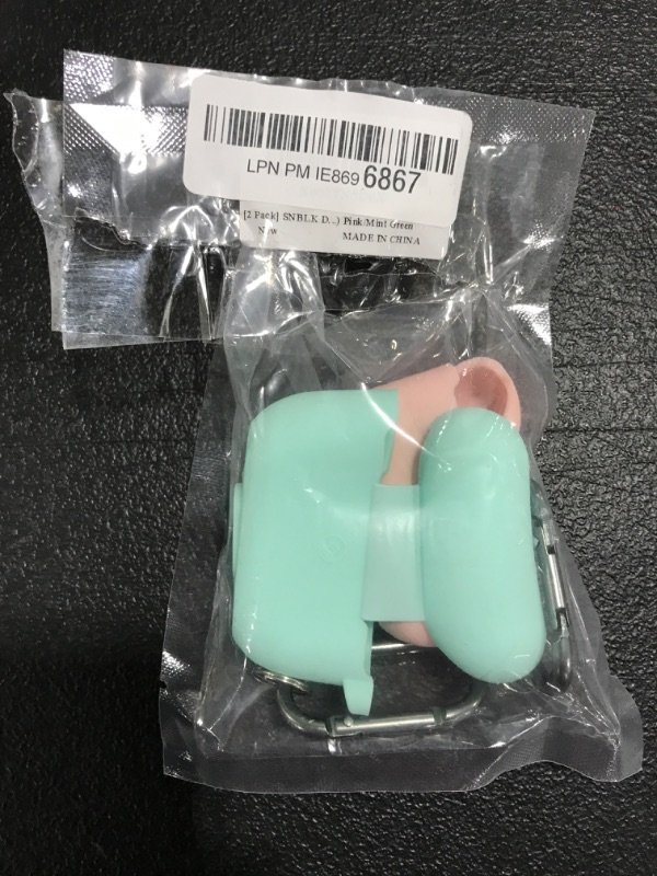 Photo 2 of [2 Pack] SNBLK Designed for Airpods Pro Case Cover Silicone Protective Charging Case Skin with Keychain Compatible for Apple Airpods Pro 2019, (Front LED Visible) Pink/Mint Green