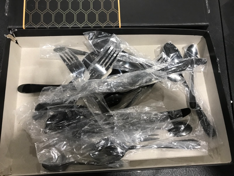 Photo 1 of 60 Pieces Black Silverware Set, Food Grade Stainless Steel Flatware Set for 12, Mirror Polished Cutlery Utensil Set, Durable Home Kitchen Tableware Set, Include Fork/Knife/Spoon, Hand Wash Recommended
