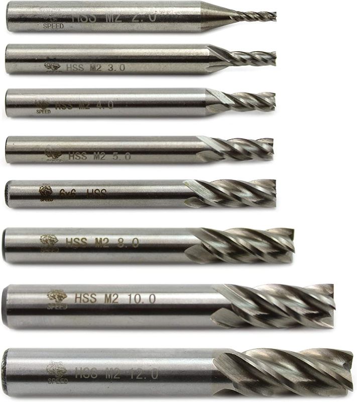 Photo 1 of End Mill High Speed Steel M2 4 Flute Straight Cutter HSS 2-12mm
