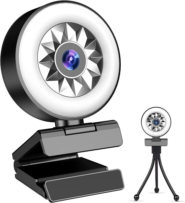 Photo 1 of 1080P Webcam with Microphone and Tripod, Webcam with Ring Light---UNABLE TO TEST