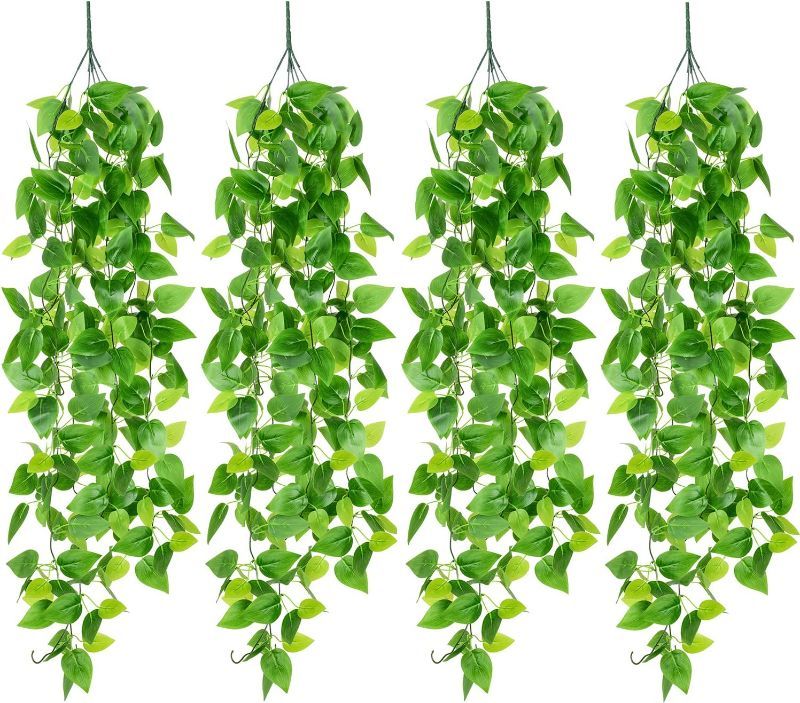 Photo 1 of Artiflr 4pcs Artificial Hanging Plants Greeny Garland, Fake Ivy Vine Fake Ivy Leaves for Wall Home Room Garden Wedding Party Garland Outside Decoration,3.6FT/pcs