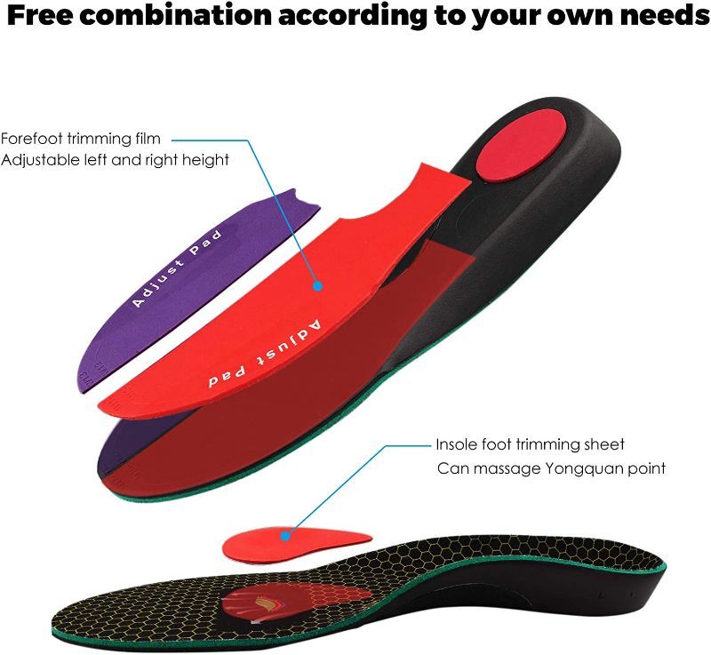 Photo 2 of Arch Support Insoles Men and Women Orthotic Inserts for Plantar Fasciitis with 8 Cushioning Pads for Adjustable Dynamic Support Performance Relieve Pronation Supination Insoles M10-11