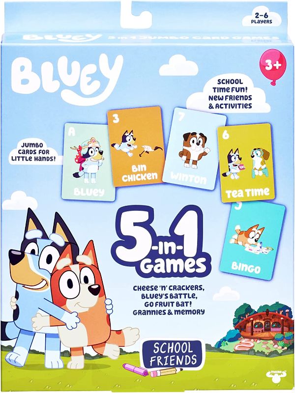 Photo 1 of Bluey 5-in-1 Card Game, School Friends. 5 Favorite Card Games in The One Pack with Bluey and her School Friends, Multicolor (17375)