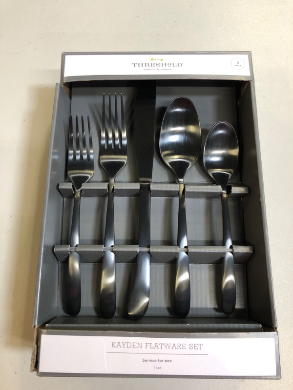 Photo 2 of 5pc Stainless Steel Kayden Silverware Set Matte Black - Threshold™

