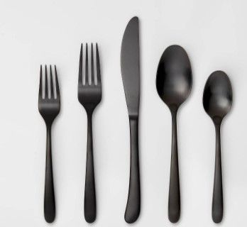 Photo 1 of 5pc Stainless Steel Kayden Silverware Set Matte Black - Threshold™

