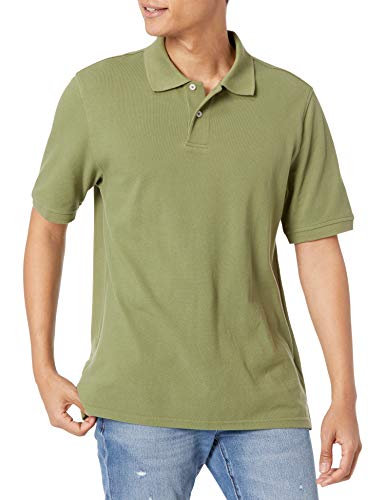 Photo 1 of Amazon Essentials Men's Regular-Fit Cotton Pique Polo Shirt, Light Olive, Large
