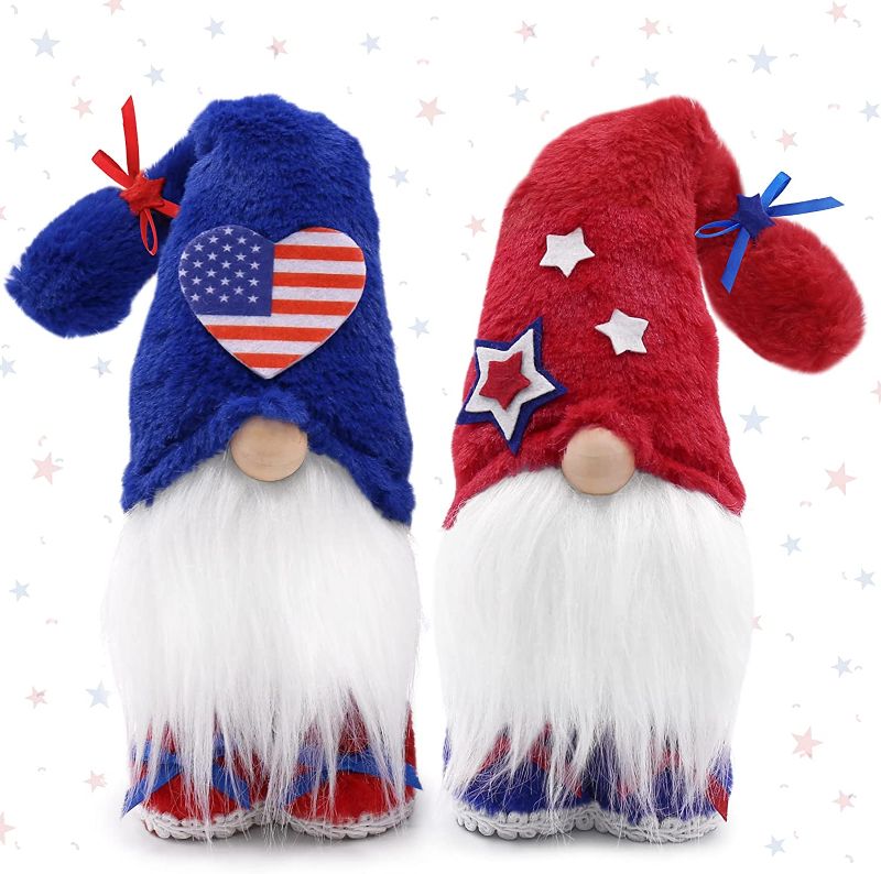 Photo 1 of 4th of July Gnomes Decor, Patriotic Tomte Plush, Independence Day Gnomes Plush, Memorial Day Nisse Handmade Scandinavian, Elf Dwarf Home Collection, July 4th Tiered Tray Decorations
