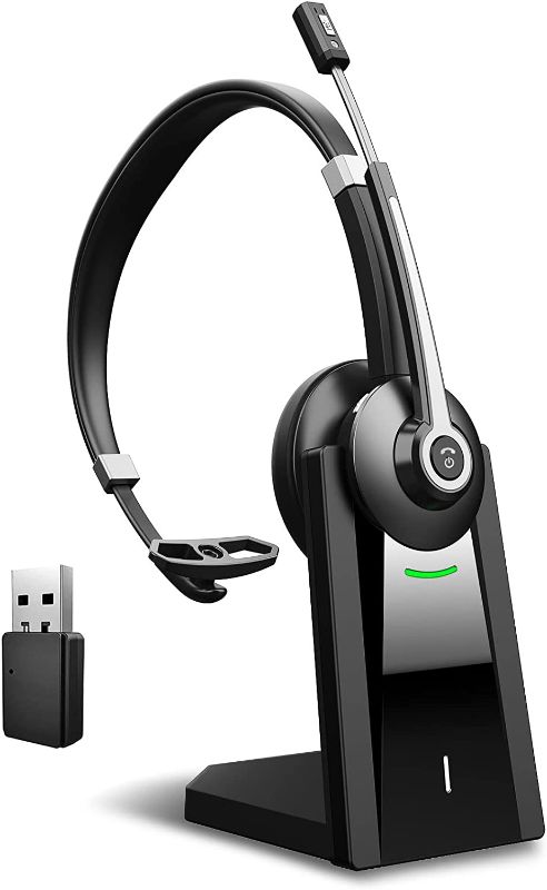 Photo 1 of Trucker Bluetooth Headset, Wireless Headset with Microphone Noise Canceling & Mute, On Ear Headphones for Zoom Skype Ms Teams, 26hrs Handsfree, Trucker Headset for Computer Home Office Mac PC