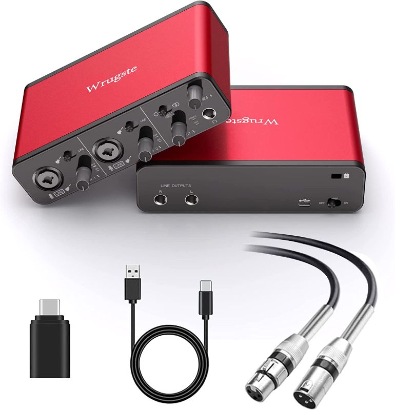 Photo 1 of Wrugste USB Audio Interface +48V Phantom Power 24Bit/96kHz for Recording Podcasting and Streaming Ultra-low Latency Plug and Play Noise-Free XLR Audio Interface Compatible With Most Recording Software