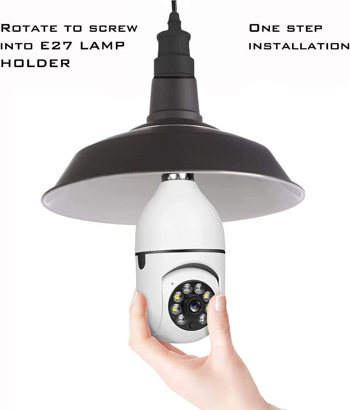 Photo 4 of Light Bulb Camera Home Security, Wireless Surveillance Camera, PTZ WiFi Bulb Camera with E27 Lamp Base