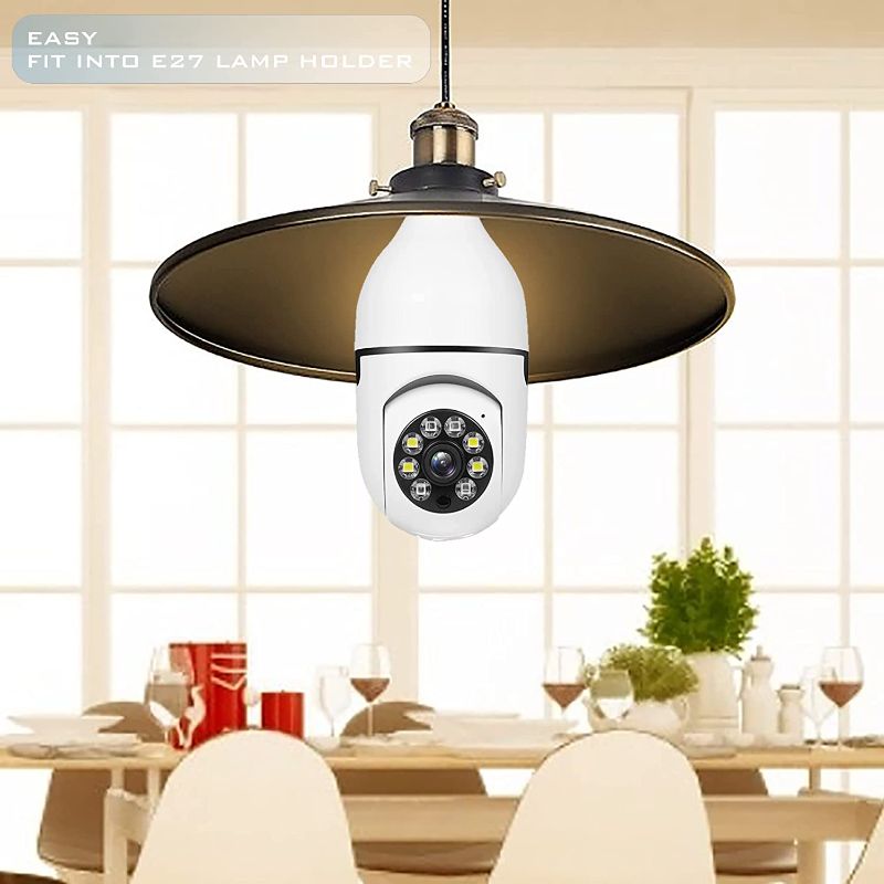 Photo 3 of Light Bulb Camera Home Security, Wireless Surveillance Camera, PTZ WiFi Bulb Camera with E27 Lamp Base