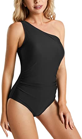 Photo 1 of BALEAF Women's Ruched One Shoulder Swimsuit One Piece Modest Bathing Suit for Tummy Control SIZE 40 