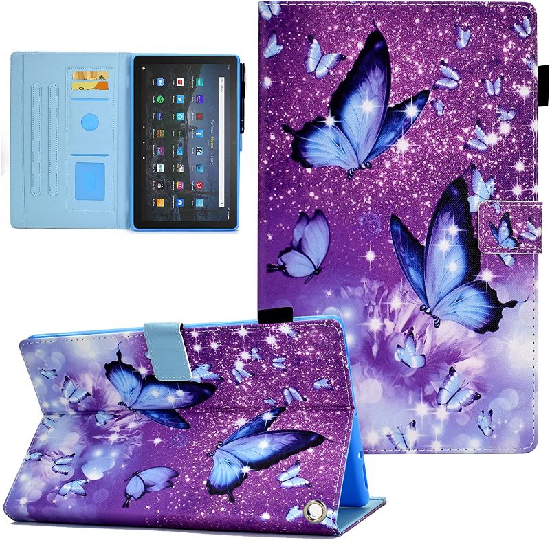 Photo 1 of All-New Amazon Fire HD 10 Case & HD 10 Plus Case ?11th Generation 2021 Release? Fire HD 10.1 inch Tablet Case, Premium PU Leather Folio Stand Cover with Smart Auto Wake/Sleep,Purple Butterfly