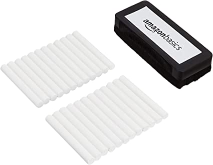 Photo 1 of Amazon Basics Dustless Chalk with Eraser, White, 24 Pack
