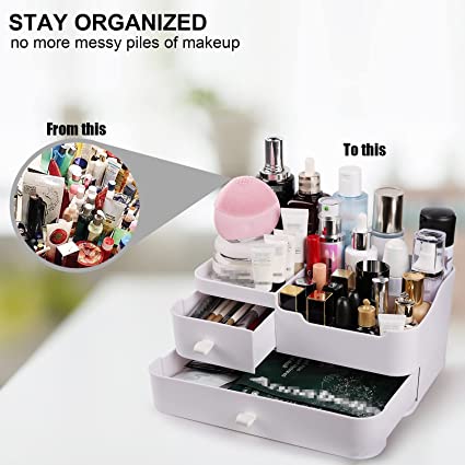 Photo 1 of Abiudeng Makeup Organizer for Cosmetic,Large Capactity Organizer with Drawers,skincare organizers,bathroom organizer for Lipsticks,Jewelrys,Nail Care,Skincare,Eyeshadows-Medium White
