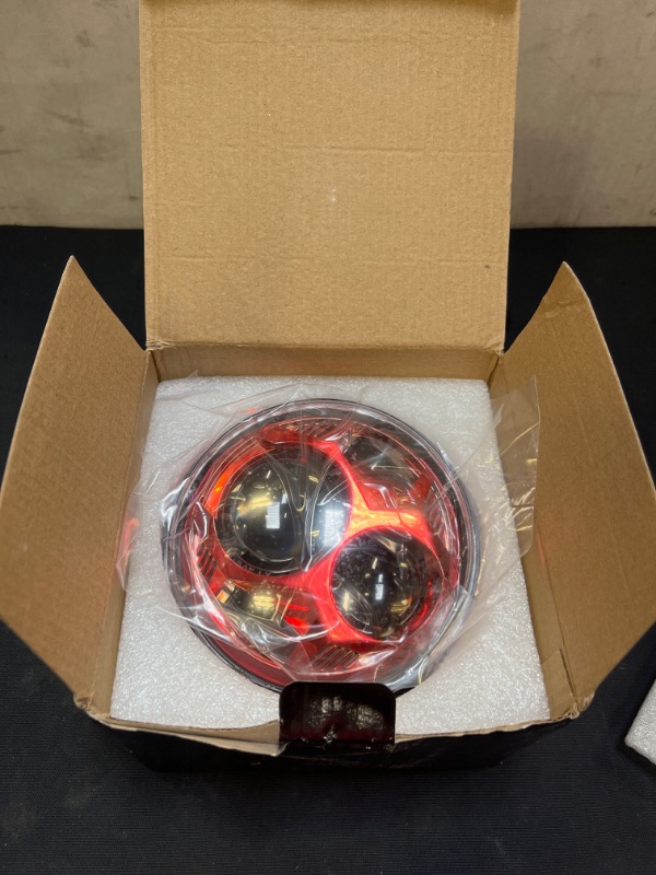 Photo 2 of 5.75 Inch Round Led Headlight 51W 5-3/4" Headlight Compatible with Harley Dyna Sportster Iron 883 Street Rod Street Bob Softail Deuce Custom Super Wide Glide Motorcycle, Red
