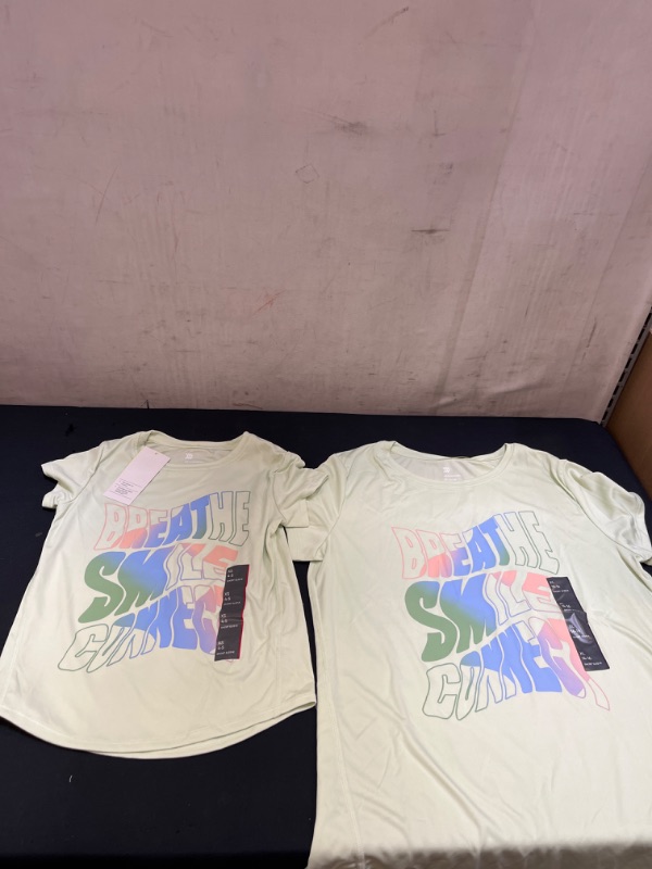 Photo 2 of  Girls' Short Sleeve 'Breathe Smile Connect' Graphic T-Shirt - All in Motion Lime XL/XS