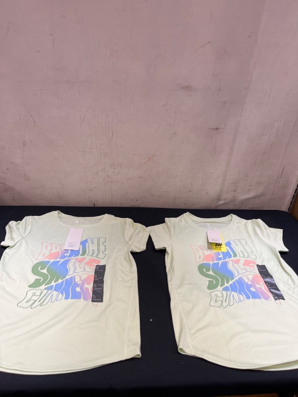 Photo 2 of  Girls' Short Sleeve 'Breathe Smile Connect' Graphic T-Shirt - All in Motion Lime M (2PCS)