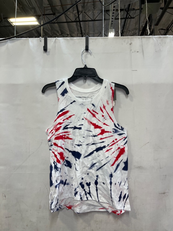 Photo 2 of  Women's Red and Blue Graphic Tank Top - White Tie-Dye XS