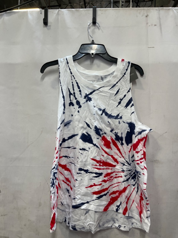 Photo 2 of  Women's Red and Blue Graphic Tank Top - White Tie-Dye XXL