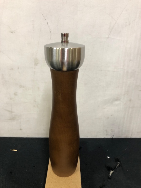 Photo 1 of  Pepper Grinders Wooden - Table Wood Refillable & Adjustable Mill Large Tall Peppermill Long Modern Manual Peppercorn Coarse Shaker with Ceramic Mechanism for Kitchen 8 Inch Knob