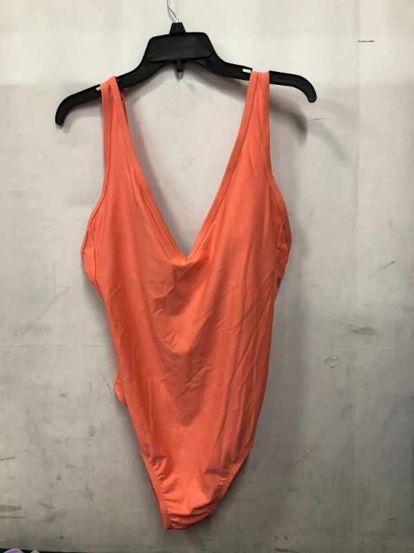 Photo 3 of 
Women's V-Neck Over the Shoulder High Leg One Piece Swimsuit - Kona Sol™ Peach Orange (2 Swimsuit) size 