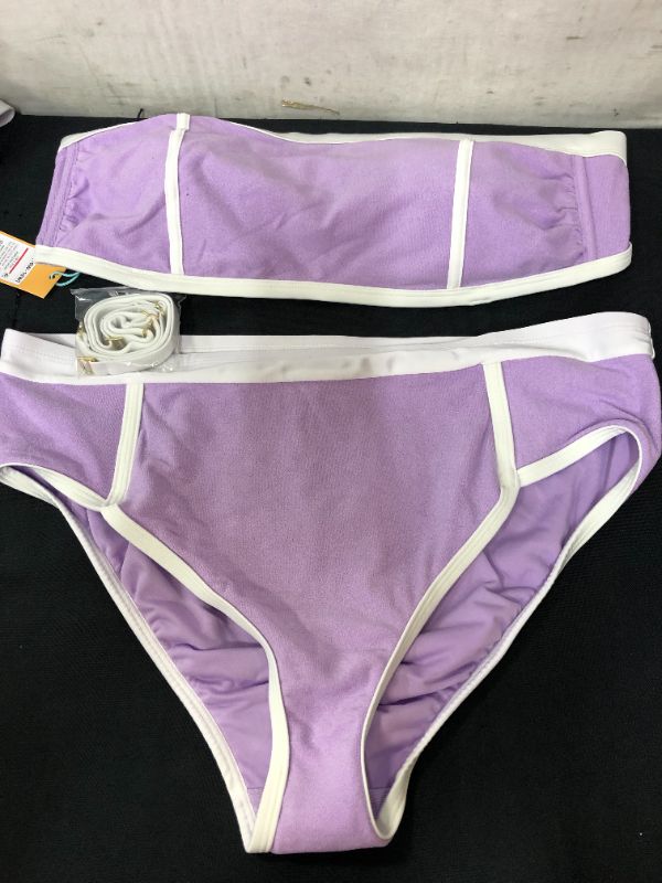 Photo 2 of 
Women's Terry Textured Solid Bandeau with Binding Bikini Top - Kona Sol™ Amethyst size  1X
