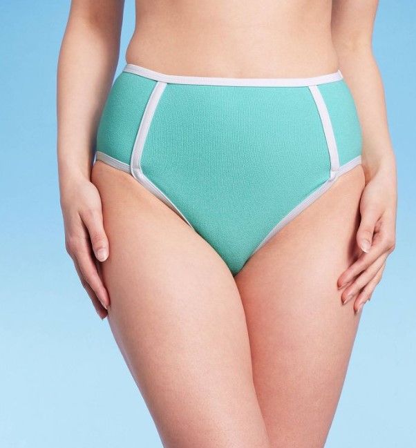 Photo 1 of 

Women's Terry Textured Solid High Waist High Leg Bikini Bottom - Kona Sol™ Turquoise Blue ----- different size 5 pieces 