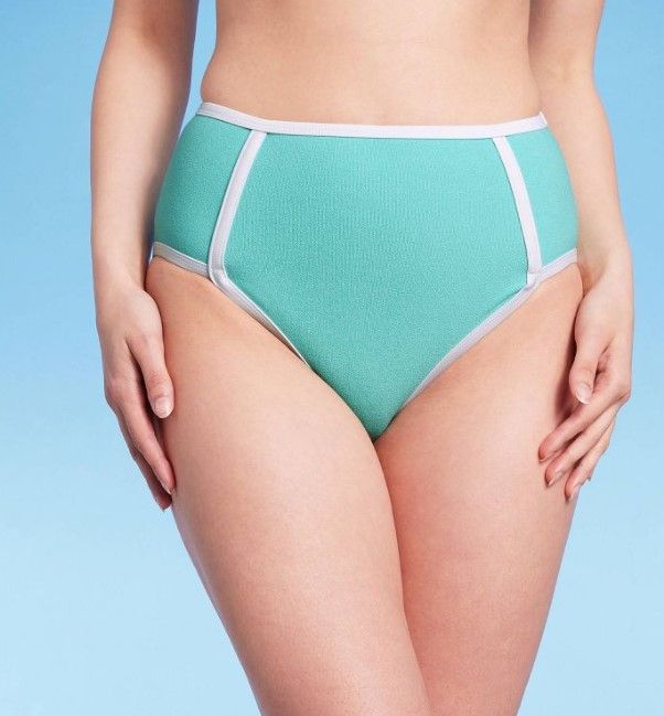 Photo 1 of 
Women's Terry Textured Solid High Waist High Leg Bikini Bottom - Kona Sol™ Turquoise Blue ----- different size 5 pieces 