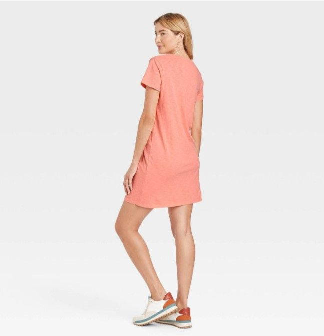 Photo 3 of 
Women's Short Sleeve T-Shirt Dress - Universal Thread™ orange size L
