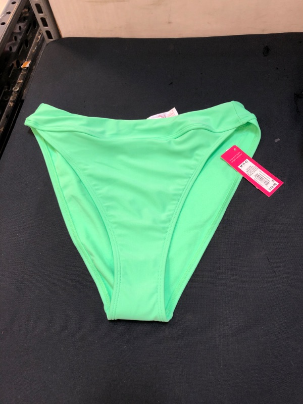 Photo 1 of  JUNIORS HIGH WAISTED NEON GREEN BIKINI BOTTOMS ( SIZE: MEDIUM 4-6 ) 