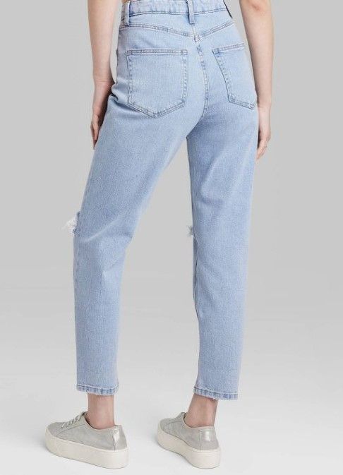 Photo 1 of 
Women's Super-High Rise Distressed Mom Taper Jeans - Wild Fable™ Light Blue Wash