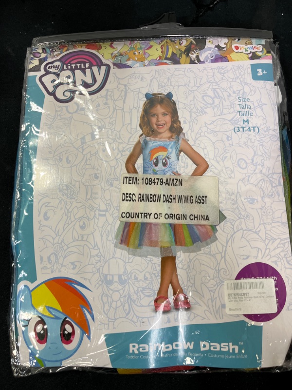 Photo 2 of Disguise Rainbow Dash Girl S Halloween Fancy-Dress Costume for Toddler 3T-4T
